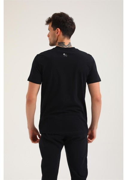 Bisiklet Yaka Lacivert Regular Custom Tişört 24SSM20294