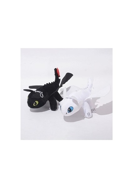 Lol Ejderhanı Nasıl Eğitirsin Peluş Oyuncak Siyah Beyaz Ejderha Peluş 27CM (Yurt Dışından)