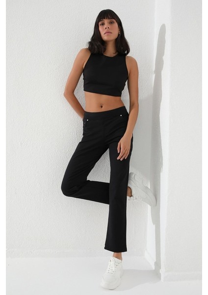 Siyah Taş Detaylı Cepli Rahat Form Klasik Paça Kadın Eşofman Altı - 94007 indirimleri