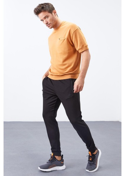 Siyah Fermuar Cepli Standart Kalıp Jogger Erkek Eşofman Alt - 84651 fiyatları