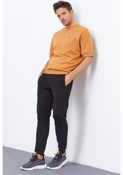 Siyah Fermuar Cepli Standart Kalıp Jogger Erkek Eşofman Alt - 84651 modelleri