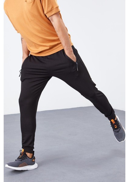 Siyah Fermuar Cepli Standart Kalıp Jogger Erkek Eşofman Alt - 84651 fırsatları
