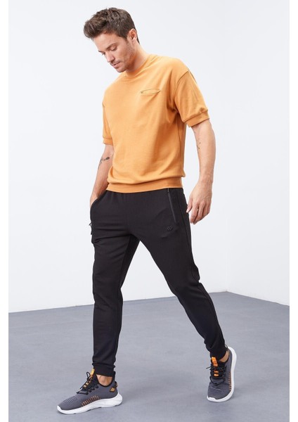 Siyah Fermuar Cepli Standart Kalıp Jogger Erkek Eşofman Alt - 84651 indirimleri
