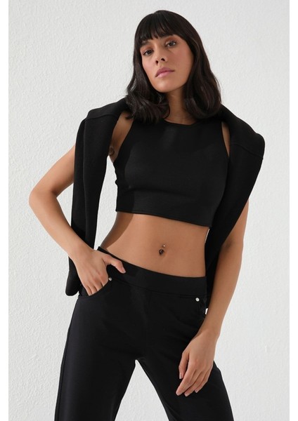 Siyah Taş Detaylı Cepli Rahat Form Klasik Paça Kadın Eşofman Altı - 94007 fırsatları