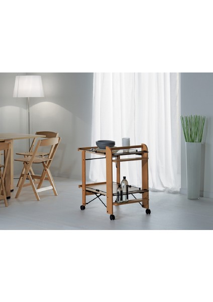 Servıce, Servis Katlanabilir Ahşap Arabası Doğal Renk