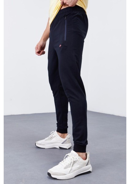 Lacivert Fermuar Cepli Standart Kalıp Jogger Erkek Eşofman Alt - 84651 modelleri