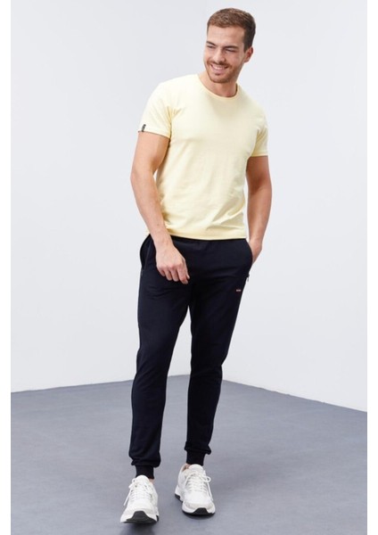 Lacivert Fermuar Cepli Standart Kalıp Jogger Erkek Eşofman Alt - 84651 fırsatları