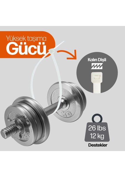Kablo Bağı 2,5x100 mm 1000'li Paket Çok Amaçlı Kablo Bağları, 10 cm Premium Kalite Beyaz Kablo Klipsi, Plastik Kelepçe fiyatları