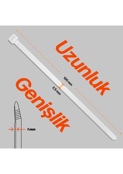 Kablo Bağı 2,5x100 mm 1000'li Paket Çok Amaçlı Kablo Bağları, 10 cm Premium Kalite Beyaz Kablo Klipsi, Plastik Kelepçe fırsatları