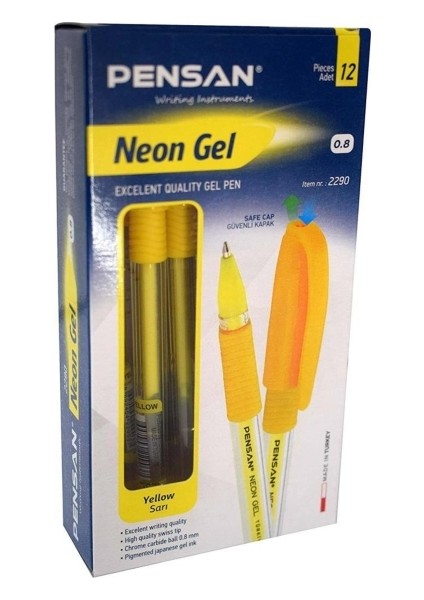 Neon Jel Kalem Sarı 1 mm 12 Li