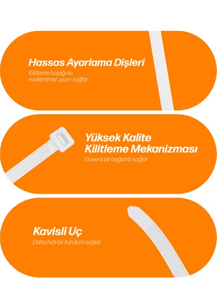 Kablo Bağı 3,6x150 mm 300'lü Paket Çok Amaçlı Kablo Bağları, 15 cm Premium Kalite Beyaz Kablo Klipsi, Plastik Kelepçe modelleri