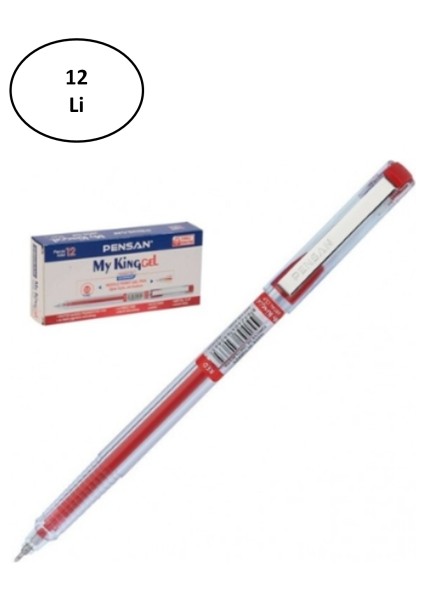 6405 My-Kıng Jel Metal Klips Kalem Kırmızı 0,5mm 12'li