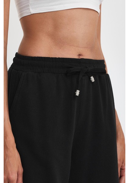 Kadın Palazzo Comfort Beli Lastikli Pamuklu Baggy Pantolon Siyah fırsatları