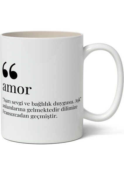 Amor Kelime Anlamı Baskılı Kupa Bardak Baskılı Kahve Kupa Bardak