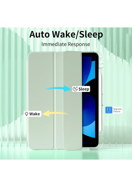 Ipad Air 11INÇ 2024 Air 4/5/6.nesil 10.9 Uyumlu Kılıf Pen Charge Şeffaf Kalem Bölmeli Case modelleri
