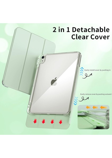 Ipad Air 11INÇ 2024 Air 4/5/6.nesil 10.9 Uyumlu Kılıf Pen Charge Şeffaf Kalem Bölmeli Case indirimleri