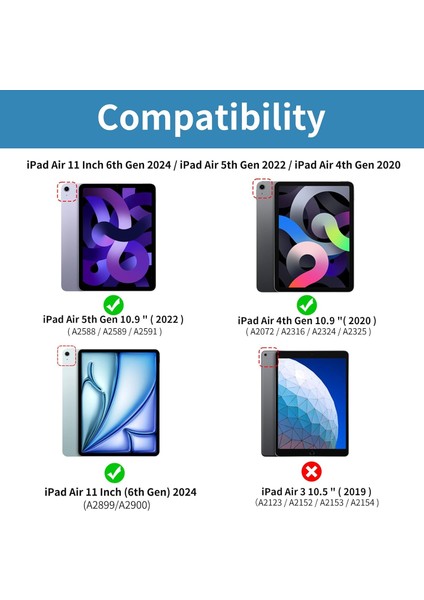 Ipad Air 11INÇ 2024 Air 4/5/6.nesil 10.9 Uyumlu Kılıf Pen Charge Şeffaf Kalem Bölmeli Case