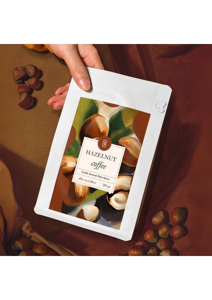 Hazelnut Coffee - Fındık Aromalı Kahve Çekirdek Kahve, 200 Gr