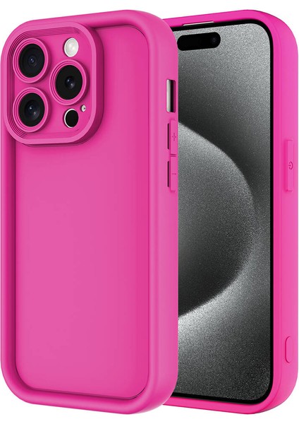 Apple iPhone Uyumlu 15 Pro Max Kılıf Kamera Korumalı Ananas Kapak-Pembe Koyu