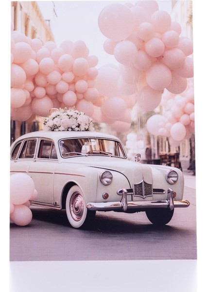 Söz, Nişan, Düğün Kartı, Not Yazılabilir, Balonlar ve Çiçek Süslemeli Araba, 12X17 cm 5 Adet fiyatları