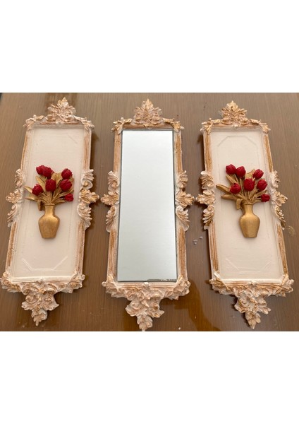 Çiçekli 3 Lü Duvar Tablosu