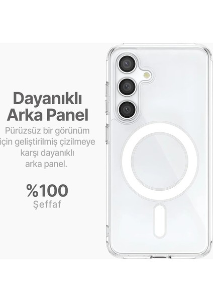 Galaxy S23 Fe Uyumlu 3D Kamera Korumalı Magsafe Şarj Özellikli Sararmaz Lüx Case