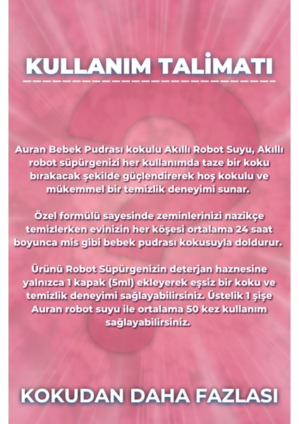 Bebek Pudrası Akıllı Robot Süpürge Suyu, Mop Suyu,robot Süpürge Deterjanı Yüzey Temizleyici 250ml