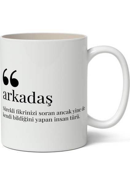 Arkadaş Kelime Anlamı Baskılı Kupa Bardak Baskılı Kahve Kupa Bardak