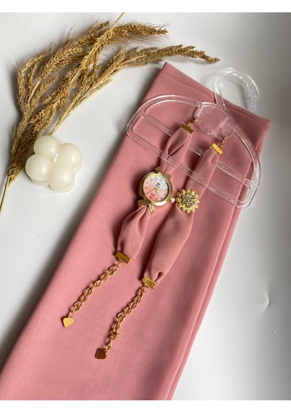 Pembe Şal Bileklik Saat