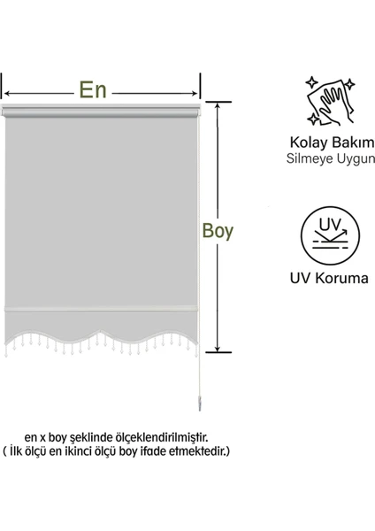 Binbir Perde Boncuklu Gri Stor Perde