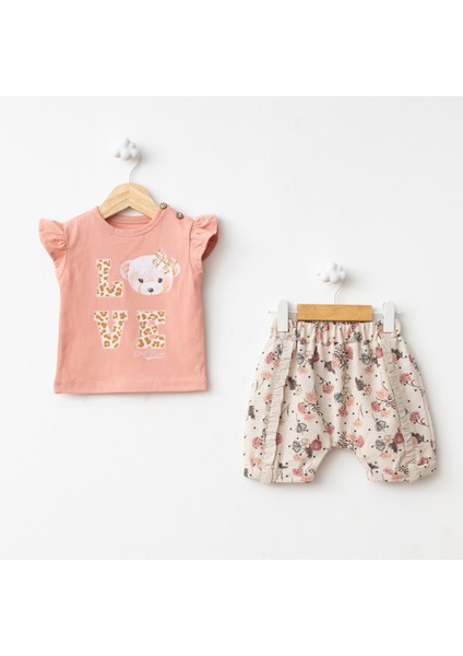 Baby Fou Gül Baskı Şortlu Takım