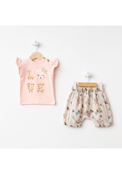 Baby Fou Gül Baskı Şortlu Takım
