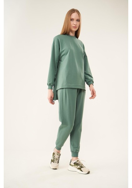 Ribanalı Pervazlı Sweatshirt Yeşil