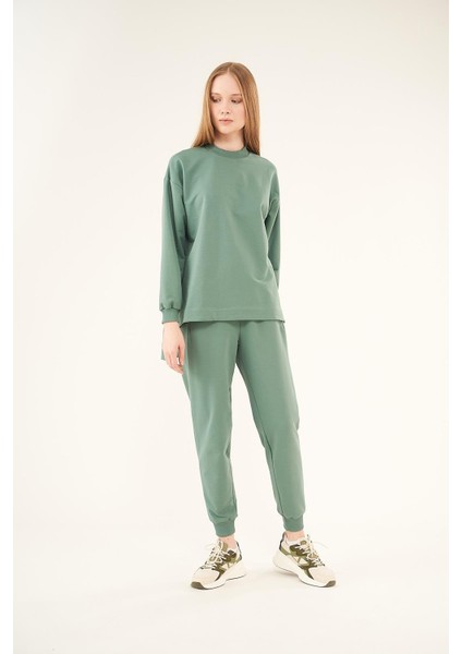 Ribanalı Pervazlı Sweatshirt Yeşil modelleri