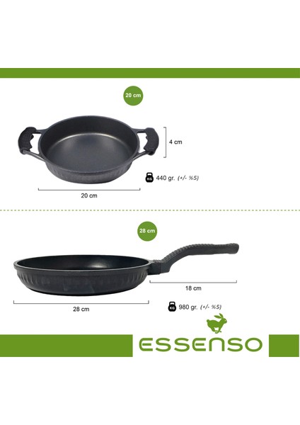 Essenso Ecotouch Torino 2'li Set 20 cm Sahan+ 26 cm Tava