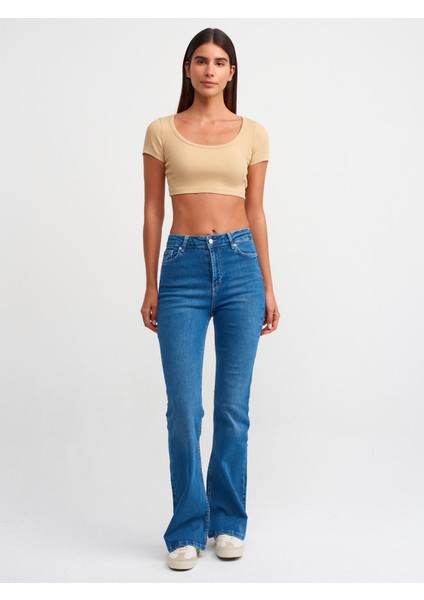 30876 Kısa Kollu Crop Top-Camel modelleri