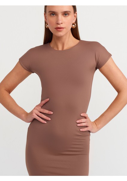 90890 Bisiklet Yaka Uzun Elbise-Sütlü K. modelleri