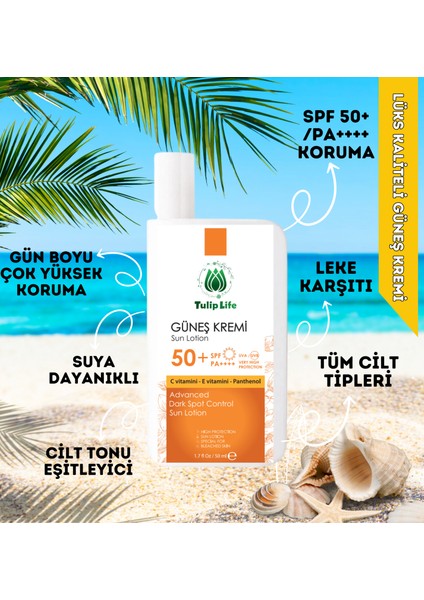 Sun Care Spf+50 High Portection Leke Karşıtı Nemlendirici Yüksek Koruma Güneş Kremi 50 ml fiyatları