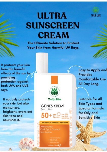 Sun Care Spf+50 High Portection Leke Karşıtı Nemlendirici Yüksek Koruma Güneş Kremi 50 ml fırsatları
