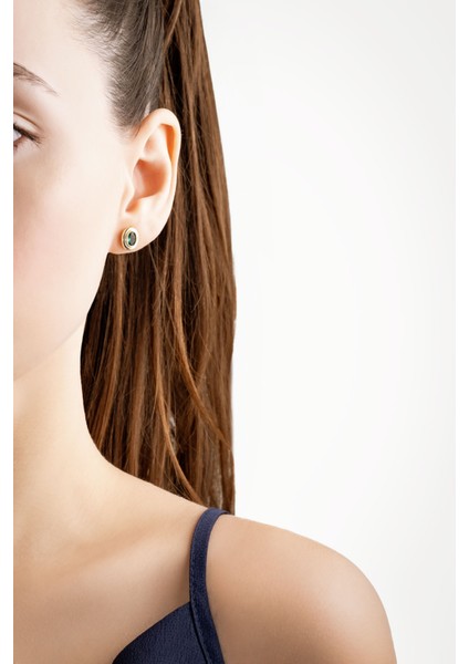 Helen 18 Ayar Sarı Altın Kaplama Gümüş Renkli Taşlı Küpe fiyatları