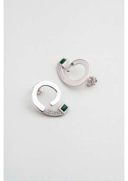 Euphoria 18 Ayar Beyaz Altın Kaplama Gümüş Tasarım Küpe