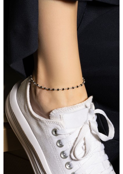 Oniks Işıltısı 18 Ayar Beyaz Altın Kaplama 25 cm Gümüş Hal Hal fırsatları