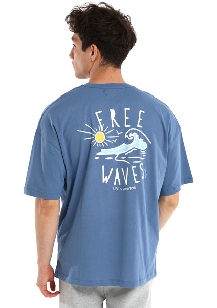 Waves Erkek Mavi Günlük Stil T-Shirt 24YETL18B02-MVI fiyatları