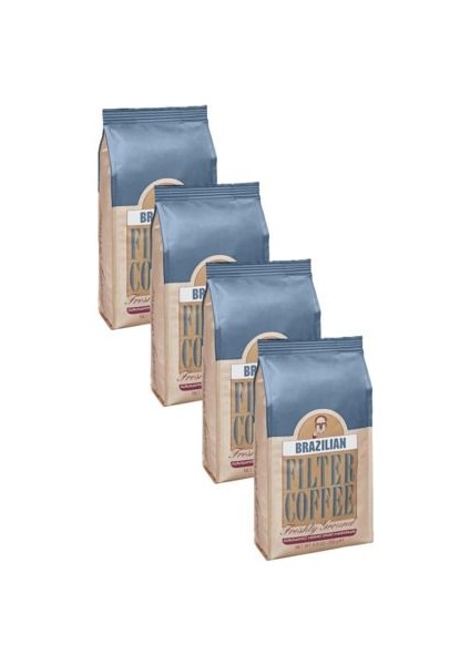 Mehmet Efendi Kurukahveci Mehmet Efendi Brazilian Filtre Kahve Öğütülmüş Folyo Ambalaj 250 gr x 4 Adet