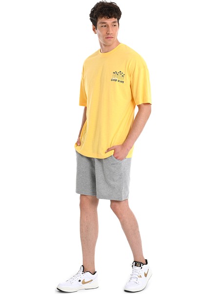 Island Erkek Sarı Günlük Stil T-Shirt 24YETL18B04-SRI