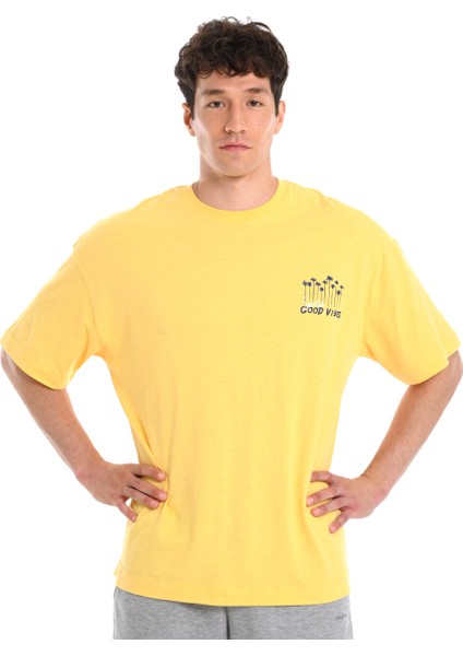 Island Erkek Sarı Günlük Stil T-Shirt 24YETL18B04-SRI