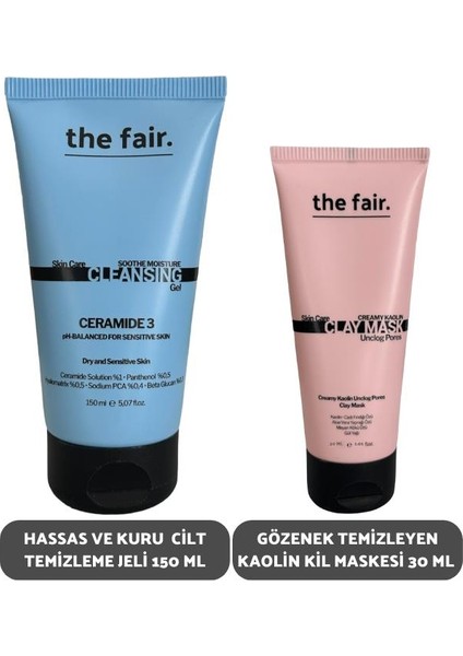 The Fair. HassasKuru Cilt Temizleme Jeli 150 ml Temizleyen Kaolin Kil Maskesi 30 ml