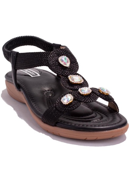 DZA07-74136903BB Siyah Günlük Ortopedik Kadın Sandalet