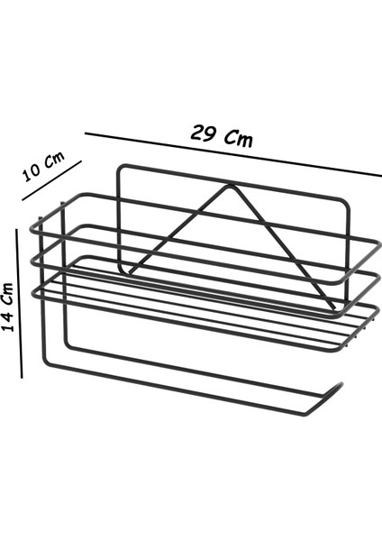 Yapışkanlı Raflı Kağıt Rulo Havluluk Peçetelik Havlu Kağıltlık Siyah Banyo Mutfak Düzenleyici Raf