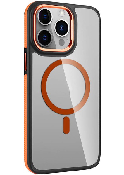 Apple iPhone 14 Pro Kılıf Magsafeli Mat Silikon Solo Kapak Turuncu